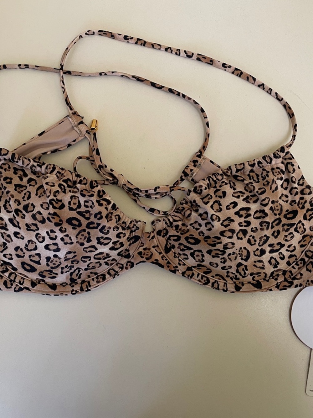 PQ Swim Leopard Print Underwire Bikini Top - Beige & Black